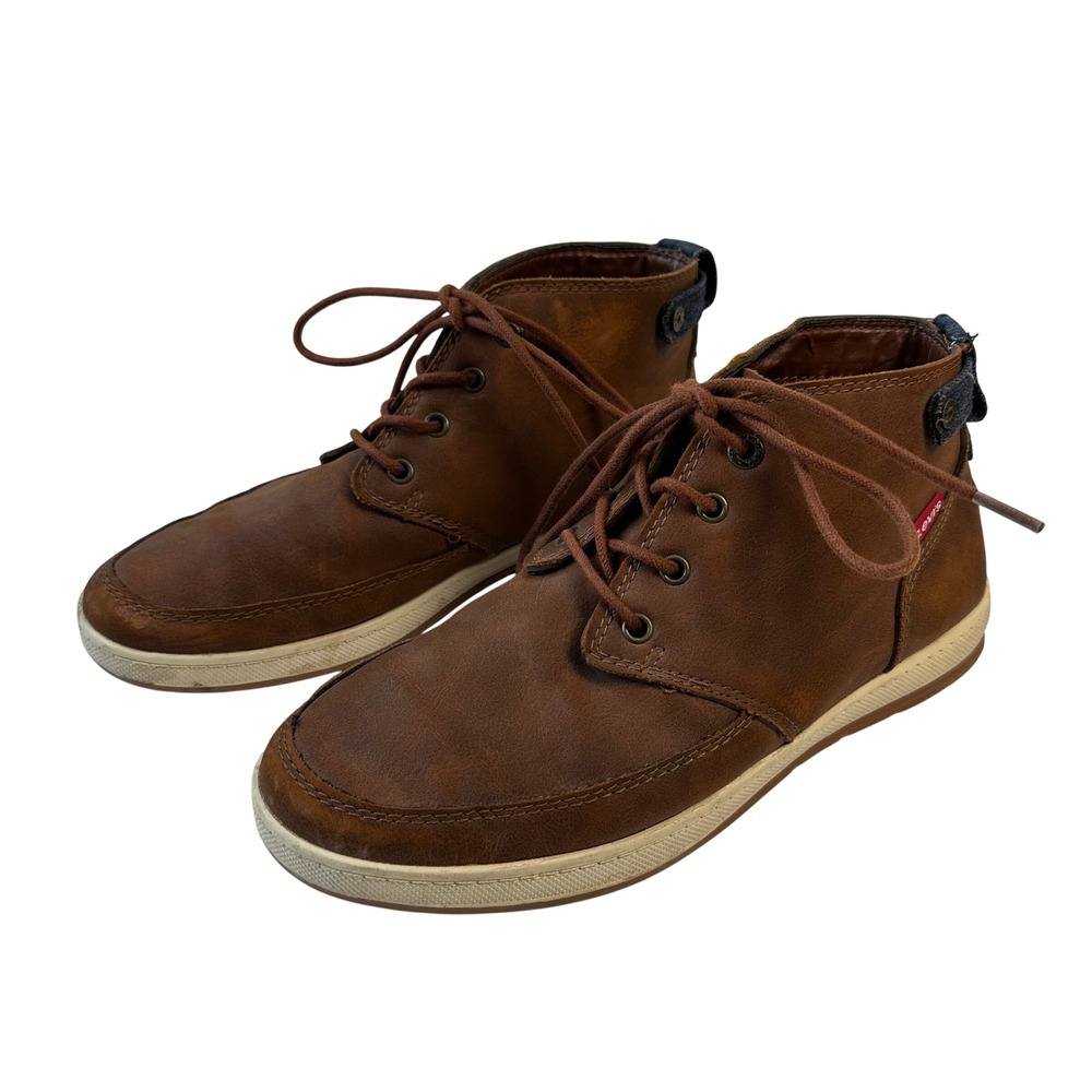 Levi's Casual Chukka Boots Shoes‎ Brown Lace Up Denim Accent Mens Size 9